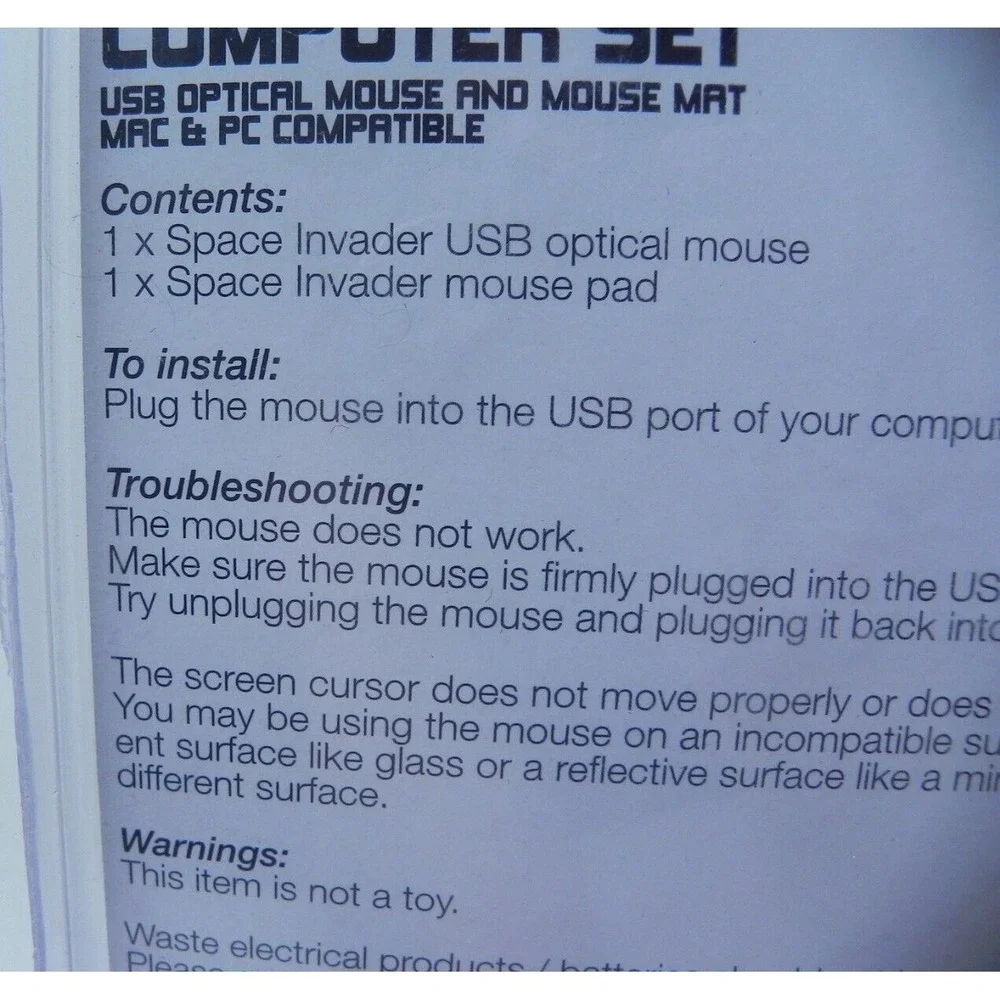 SPACE INVADERS Computer‎ Set USB Optical Mouse and Pad 50FIFTY NEW SEALED